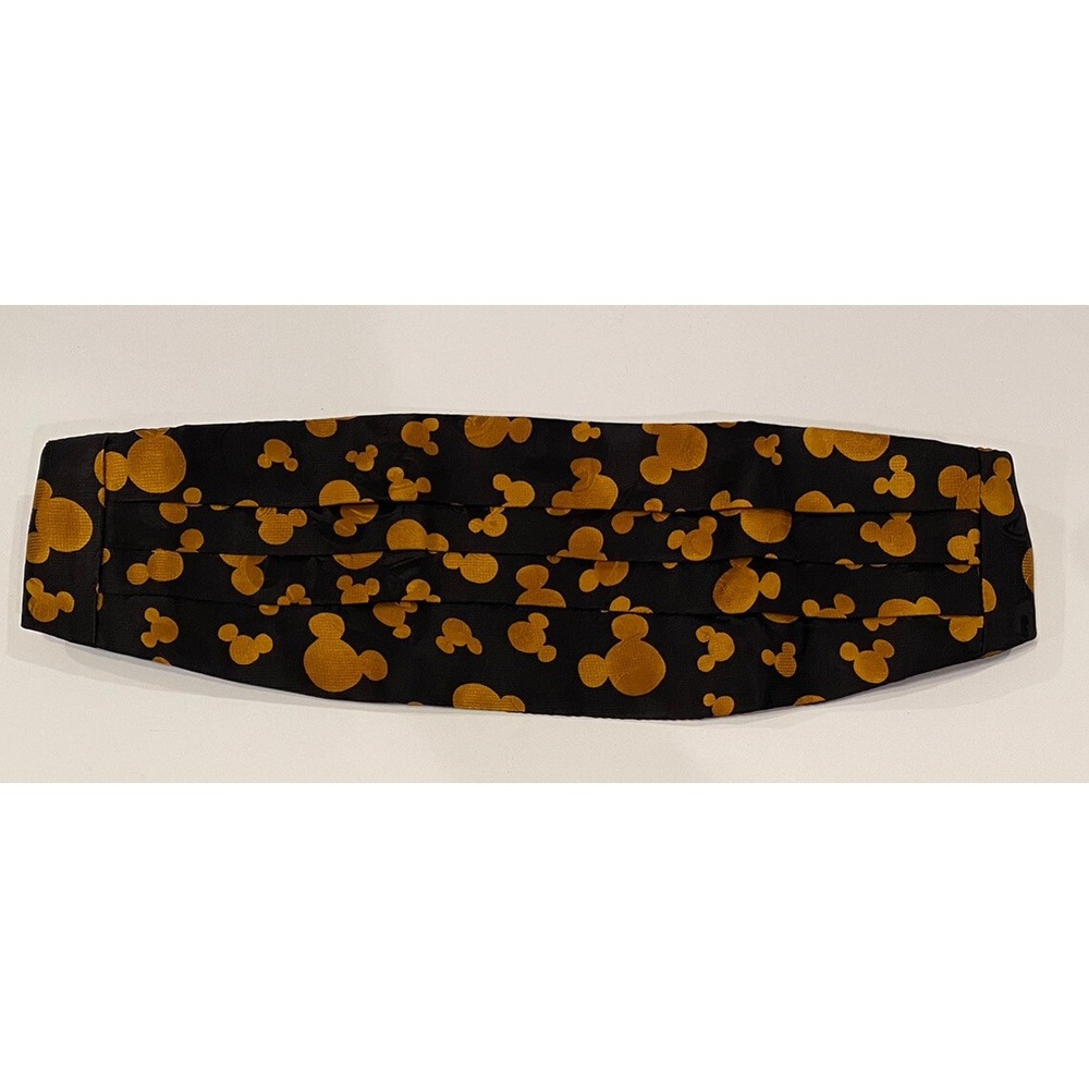 Disney Mickey Mouse Head Gold Black Silk Cummerbund Theodora Adjustable